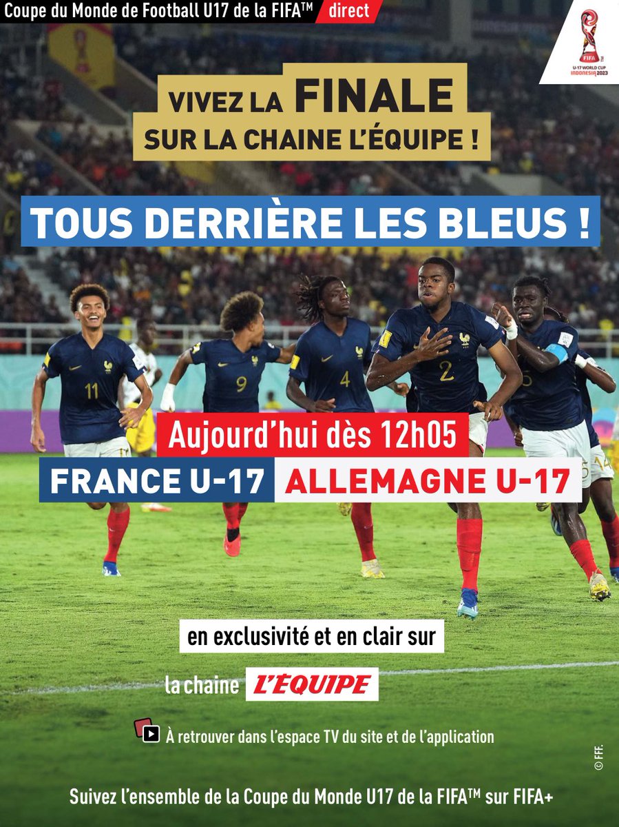 🏆 FINALE COUPE DU MONDE U17 ⚽️ FRANCE 🇫🇷 ALLEMAGNE 🇩🇪 🕛 12H05 📺 @lachainelequipe #lequipeFOOT #TousDerrièreLesBLEUS