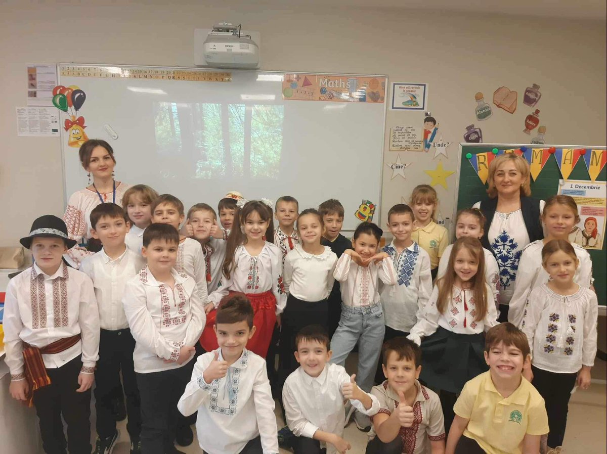 his_global's tweet photo. Our school marked #RomaniaDay yesterday in a celebratory manner, by wearing traditional clothes, designing flags, singing &amp; dancing. 💙💛❤️

We have 25 nationalities at @HIS_Moldova &amp; we celebrate them all in one special day. Guess when?
#nationalday #Romania https://t.co/pJjMjhorvQ