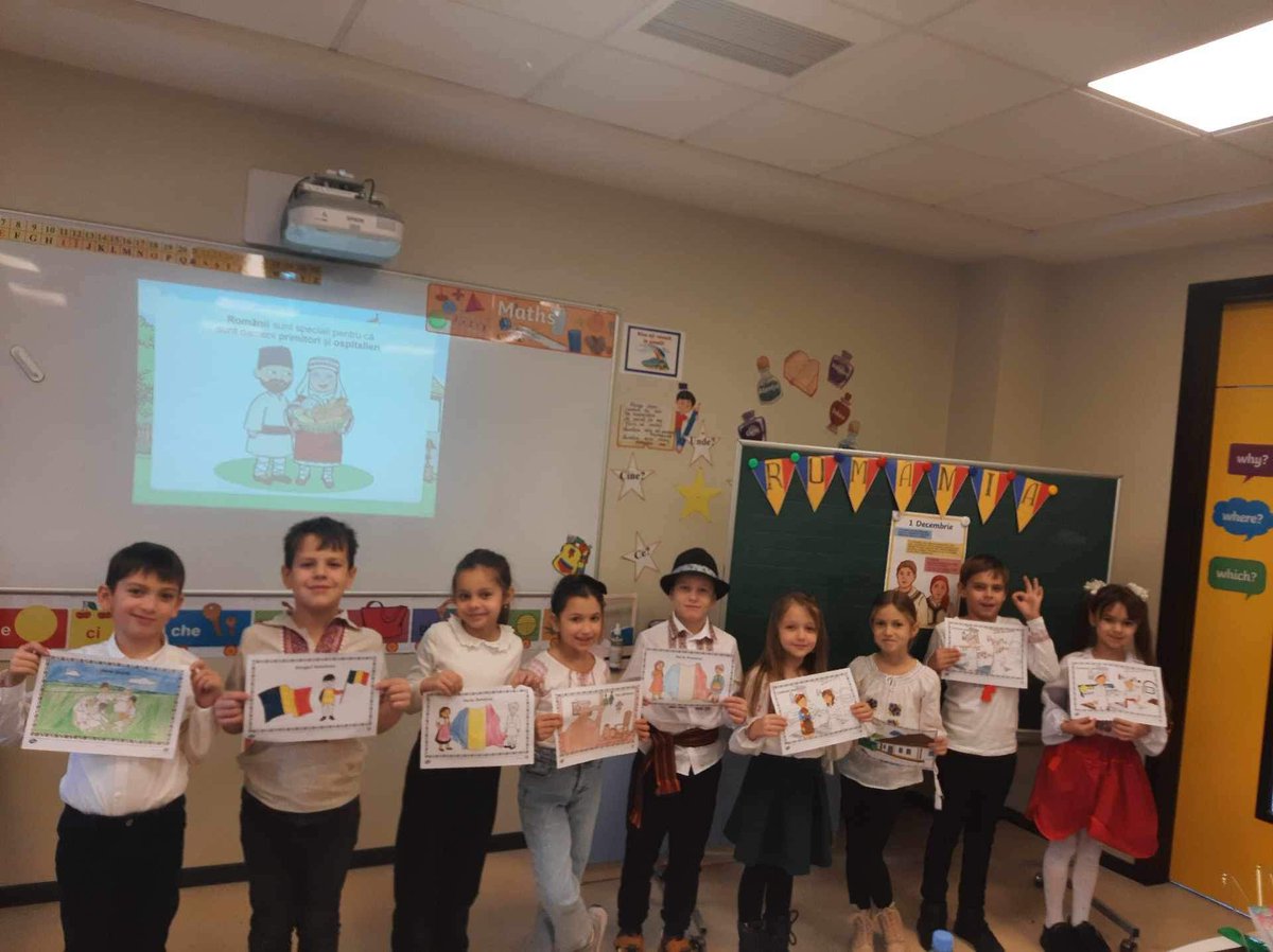 his_global's tweet photo. Our school marked #RomaniaDay yesterday in a celebratory manner, by wearing traditional clothes, designing flags, singing &amp; dancing. 💙💛❤️

We have 25 nationalities at @HIS_Moldova &amp; we celebrate them all in one special day. Guess when?
#nationalday #Romania https://t.co/pJjMjhorvQ