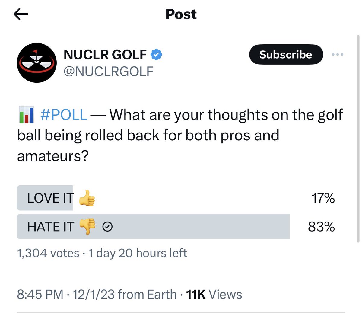 ProGolfCritic's tweet photo. The problem with #golf in a 🥜.
If this was a government, we’d be staging a coup. #StopTheRollback
@NUCLRGOLF https://t.co/QwzSl4D1LF