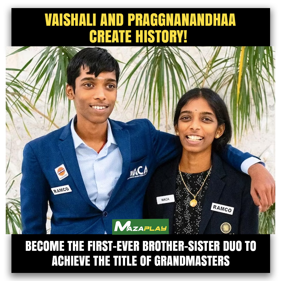 PlayMaza's tweet photo. Vaishali Rameshbabu became only the third female Grandmaster from India. With this achievement, both Vaishali and Praggnanandhaa have become the first-ever Grandmaster sibling pair in history.
#Praggnanandhaa #VaishaliRameshbabu #Grandmaster #Chess #GrandMasterclass #MazaPlay https://t.co/j6ukqlKDcT