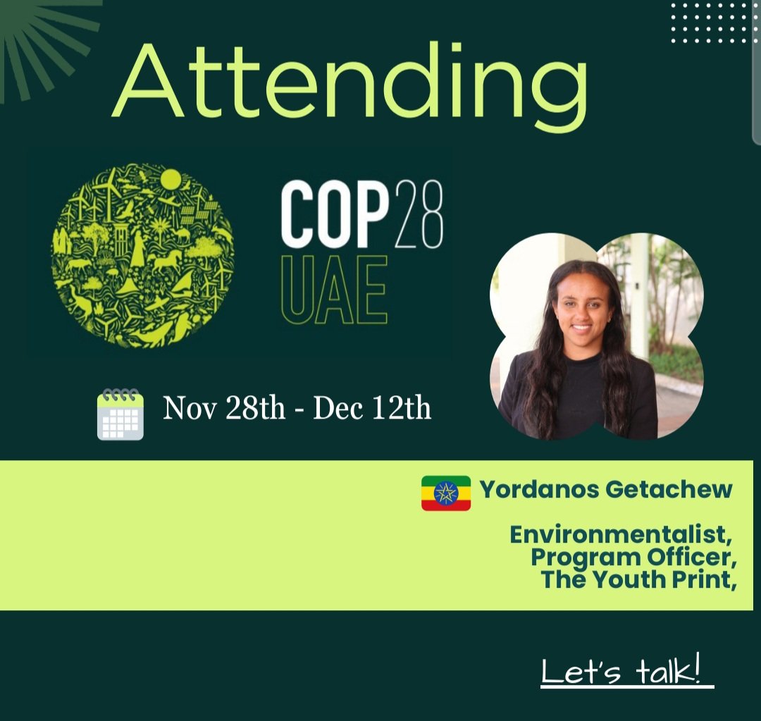 Exciting news! 🌍🌿 We're thrilled to witness more young minds joining #COP28 this year representing Ethiopia . As a youth-led organization, seeing this influx of passionate individuals stepping up for our planet fills us with hope and determination! 
#YouthForClimate
@COP28_UAE