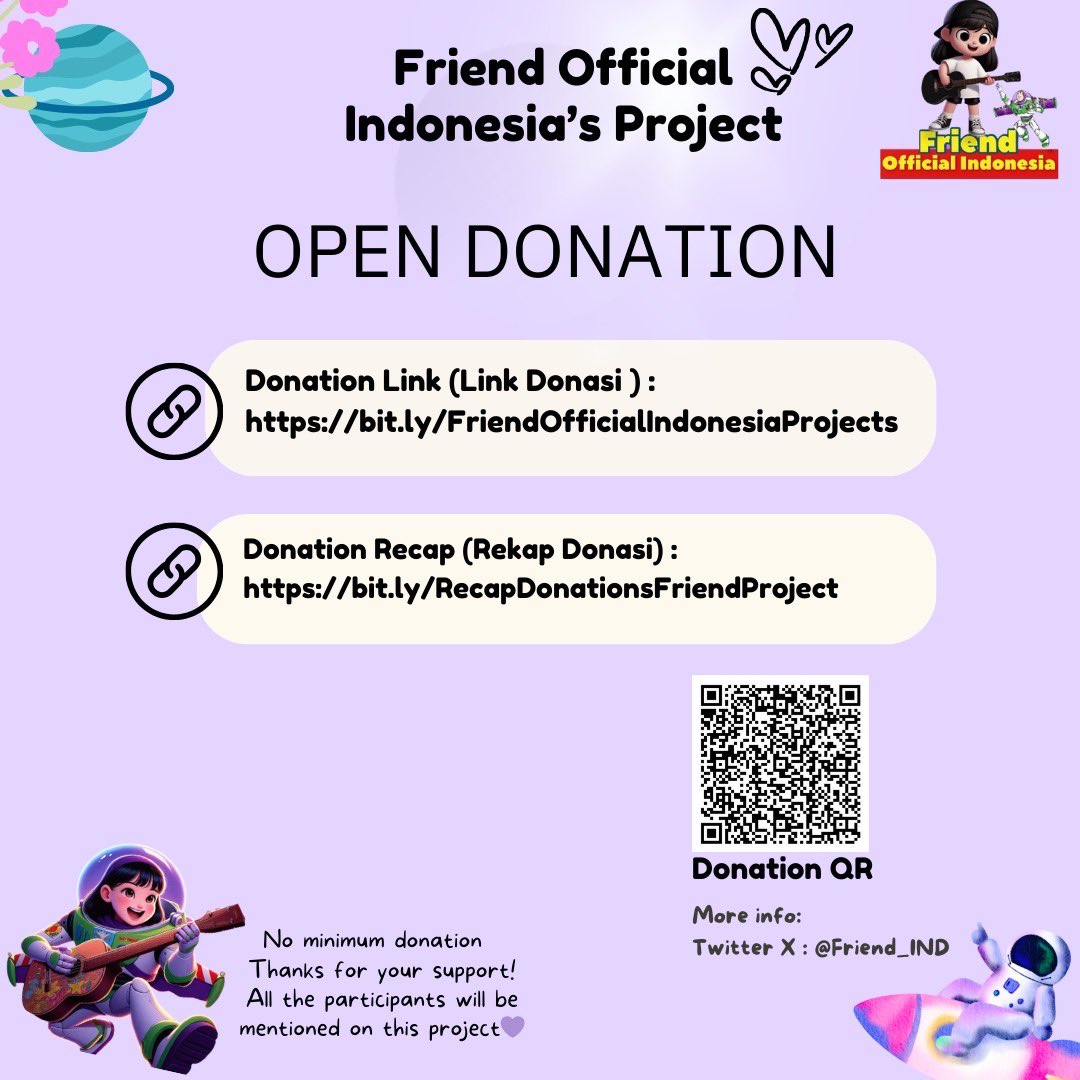 friend_IND's tweet photo. Hai FriendZone!

Kami dari Friend Official Indonesia mau membuka donasi untuk project Friend

Target kita mengirimkan Makanan dan juga Hadiah Awal Tahun untuk Friend, selengkapnya bisa lihat diposter &amp; jika ada kendala atau hal yang ingin ditanyakan, bisa hubungi DM kami https://t.co/hNodF3gnJy