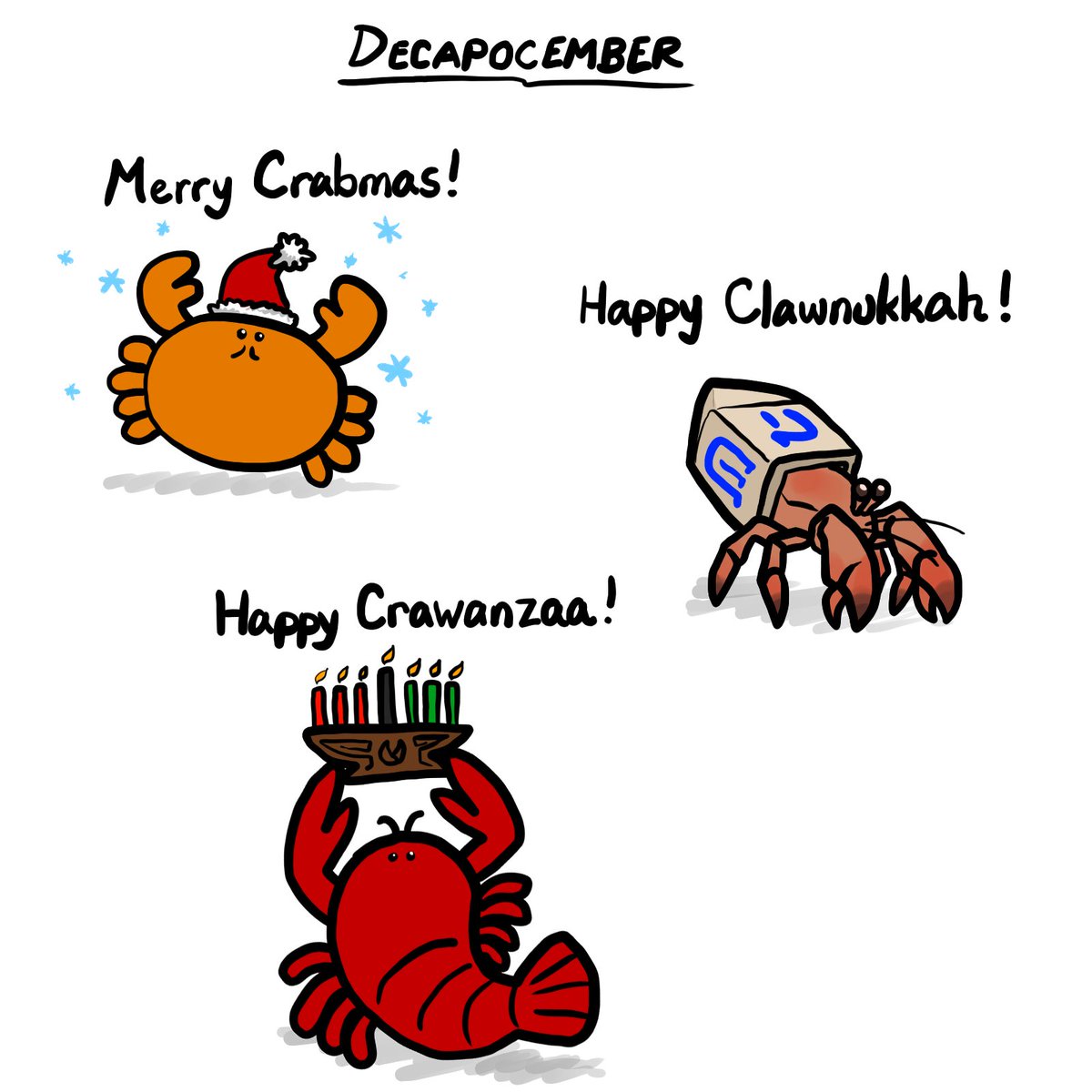 December is for Decapods!
#decapocember #happyholidays #crab #lobster #hermitcrab #decapoda #crustacean #art
