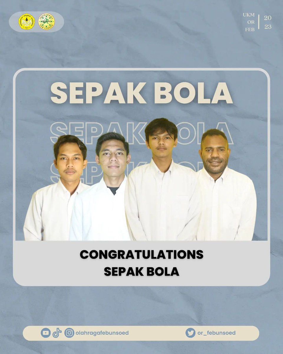 [DIVISION OF THE MONTH]

Selamat kepada divisi Sepak Bola yang terpilih sebagai “Division Of The Month” pada bulan November.

Dengan ini semoga bisa menjadi motivasi untuk semua divisi UKM OR untuk terus aktif. 

#UKMOR2023