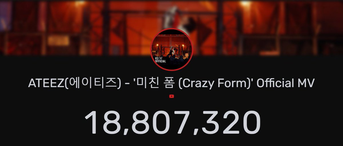 ATYstream's tweet image. 🐇| 'Crazy Form' Official MV has reached 18.800.000 views in 22 hrs &amp;amp; 27 mins! 

Congratulations to #ATEEZ &amp;amp; ATINYs!🎉

—🌸—
CRAZY FORM OUT NOW
#미친폼_에이티즈가_돌아왔다
#미친폼 #Crazy_Form #ATEEZ_WILL #에이티즈 @ATEEZofficial