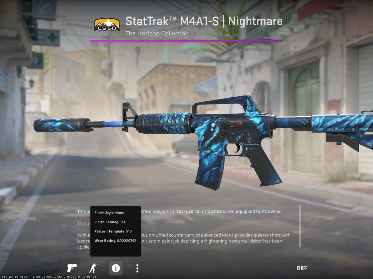 Opened this thing, not familiar with skins and prices but it's #1 float for StatTrak Nightmare. Any idea what it's worth?