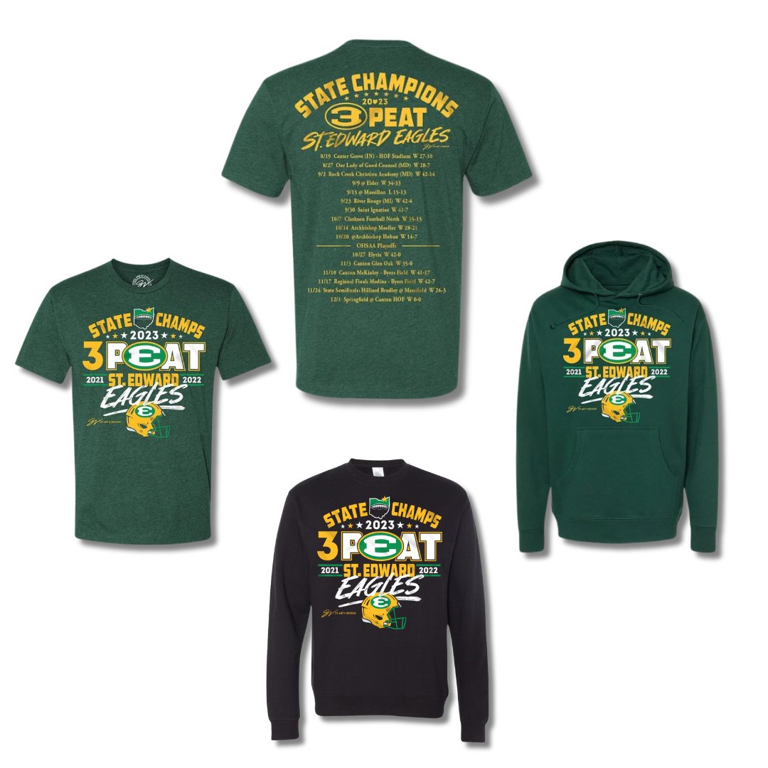Just minutes ago, the Eagles became THREE-PEAT Division I Football State Champions! 🏆 Congratulations to our exceptional student-athletes, coaches, and athletic staff! Commemorate this epic achievement with exclusive apparel by @gvartwork. SHOP: sehs.net/football-champs
