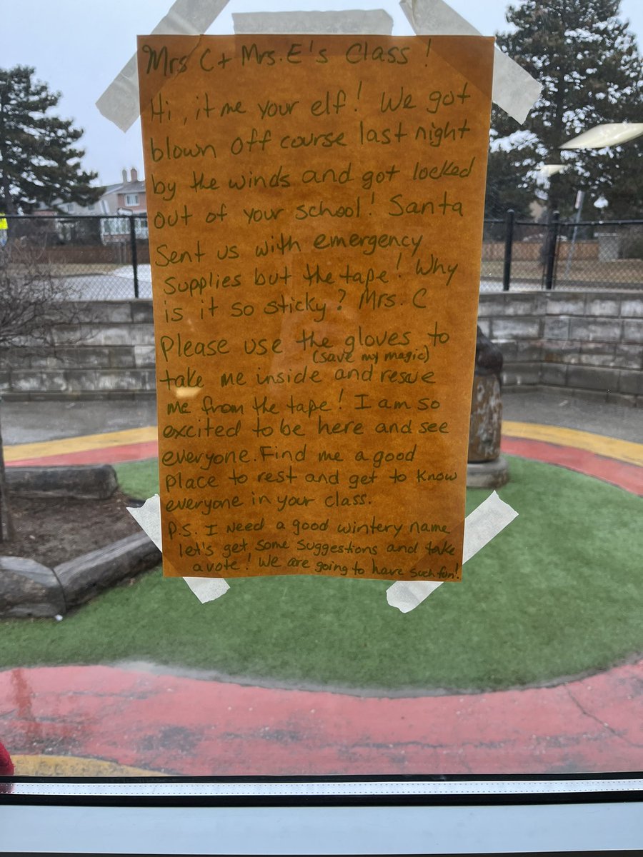 Look who arrived today? Our Elf arrived and left us this special note! She also brought the snowy weather with her! ❄️ We voted and the name that most friends liked was Joy Sugarcookie! Welcome to our class! 🎄🎅🏻