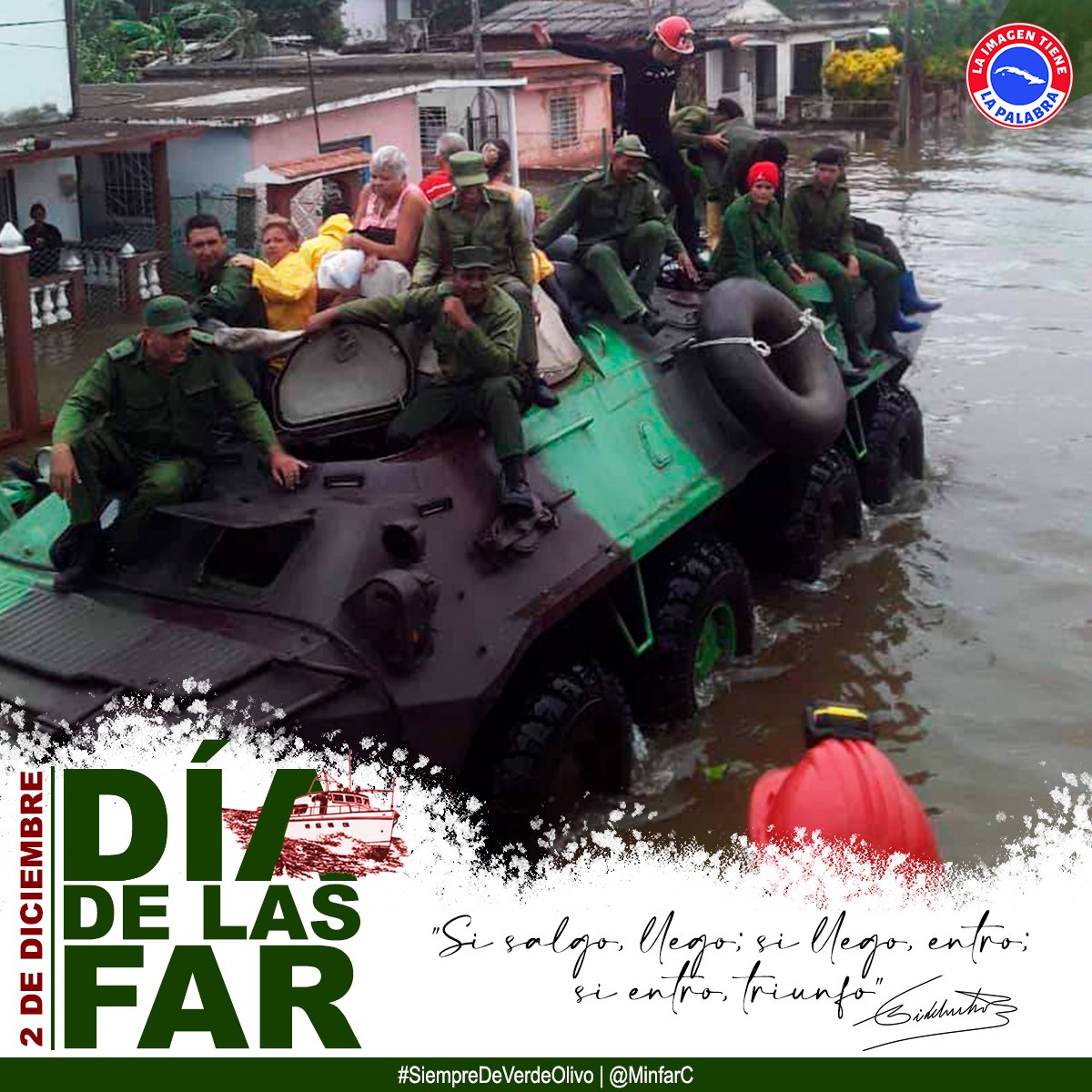 Las Gloriosas Fuerzas Armadas Revolucionarias estarán de cumpleaños este 2 de diciembre.
#SiempreDeVerdeOlivo.