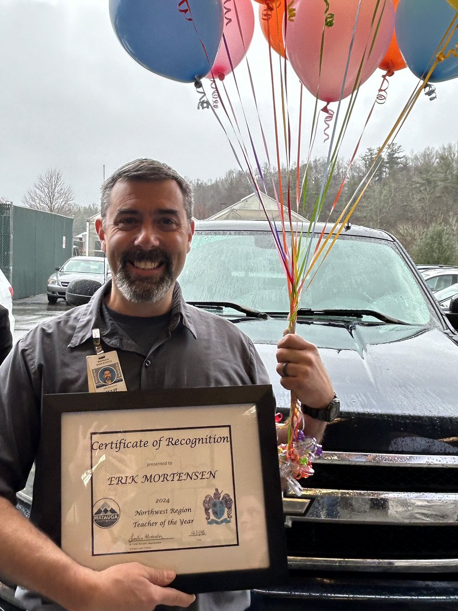 sheabolick's tweet photo. Congratulations to the 2024 Burroughs Wellcome Fund Northwest Region Teacher of the Year Erik Mortensen! @WataugaAutomot1 What a great day to honor a fantastic educator!#BWFund
#NCTOYPOY https://t.co/S6oUTom9Ci
