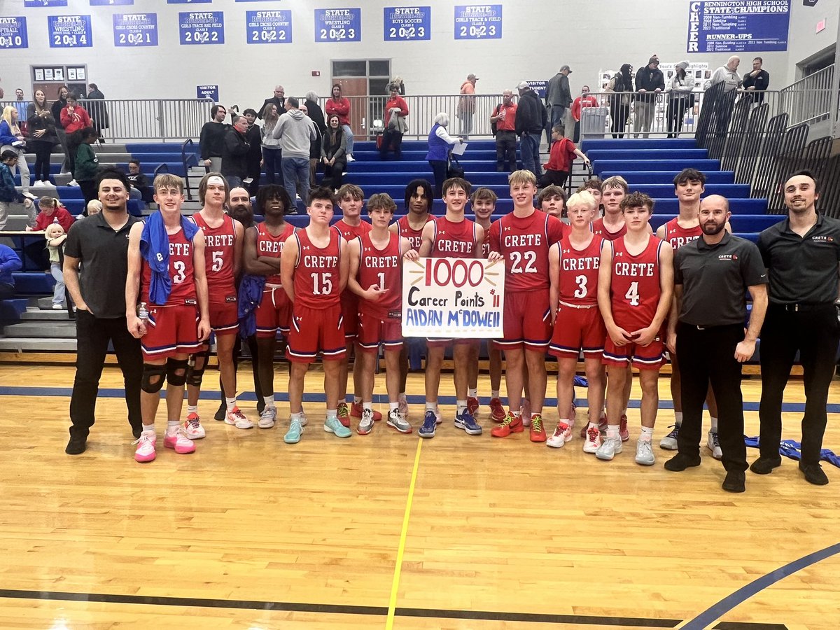 creteBBALL's tweet image. Congratulations to @aidanmcdowell__ on joining the 1,000 points club after his 35pt effort tonight! He is the 5th player in Crete history to surpass 1,000 career points. Keep up the hard work Aidan‼️#BeGreat