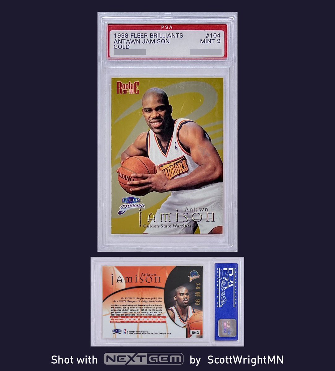 ScottWrightMN's tweet photo. I'm collecting the 1998-99 Fleer Brilliants Gold /99 set and Antawn Jamison was the 119th card I acquired in the chase. 🏀

Got Any I Don’t? - https://t.co/odcbfhjTR8

Fun Fact: The North Carolina Legend is 1 of 2 NBA players to score 20k+ points and not be in the Hall of Fame. https://t.co/YDiGo1K4Fm