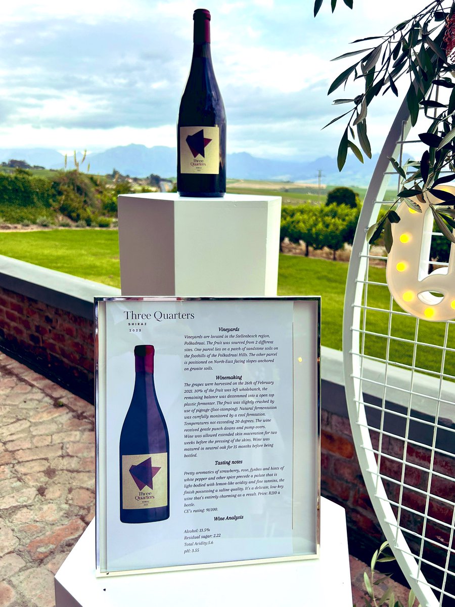 Throughmywinegl's tweet photo. Congratulations @mahaliakotjaneon the  successful launch of your #ThreeQuarters Stellenbosch Syrah. I’m so proud &amp; excited to share this momentous milestone with you. Watch out world .. big things ahead ✨👌🏾 https://t.co/ETSM28xqPl