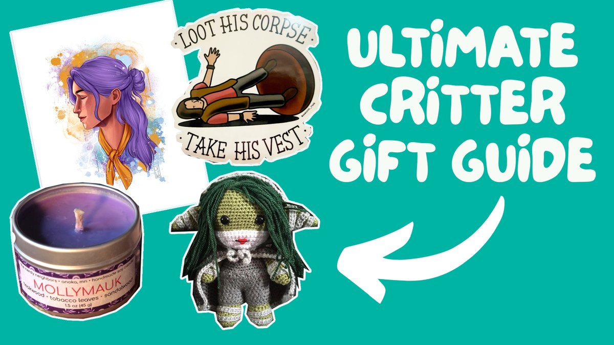 Merry Critmas! I put together this video of #CriticalRole fan art and merch for you to add to your wish lists or buy for a loved one. Feat <a href="/samurai_rusk/">Sam Rusk</a> <a href="/calebwilkie/">calebcreates</a> <a href="/shadowedladysif/">Andria 🌻 🧡🫶</a> @weirdosareout @Jodiesdicefarm @cvleart and more! 1/2