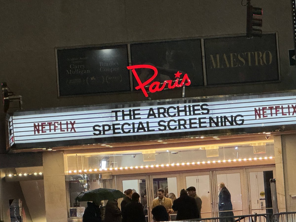 GraphicIndia's tweet photo. The Archie's screening about to begin at the prestigious Paris theatre in New York City!
#TheArchies #TheArchiesOnNetflix #GraphicIndia #NetflixIndia #Netflix #ParisTheatre https://t.co/UxKlbjqAek