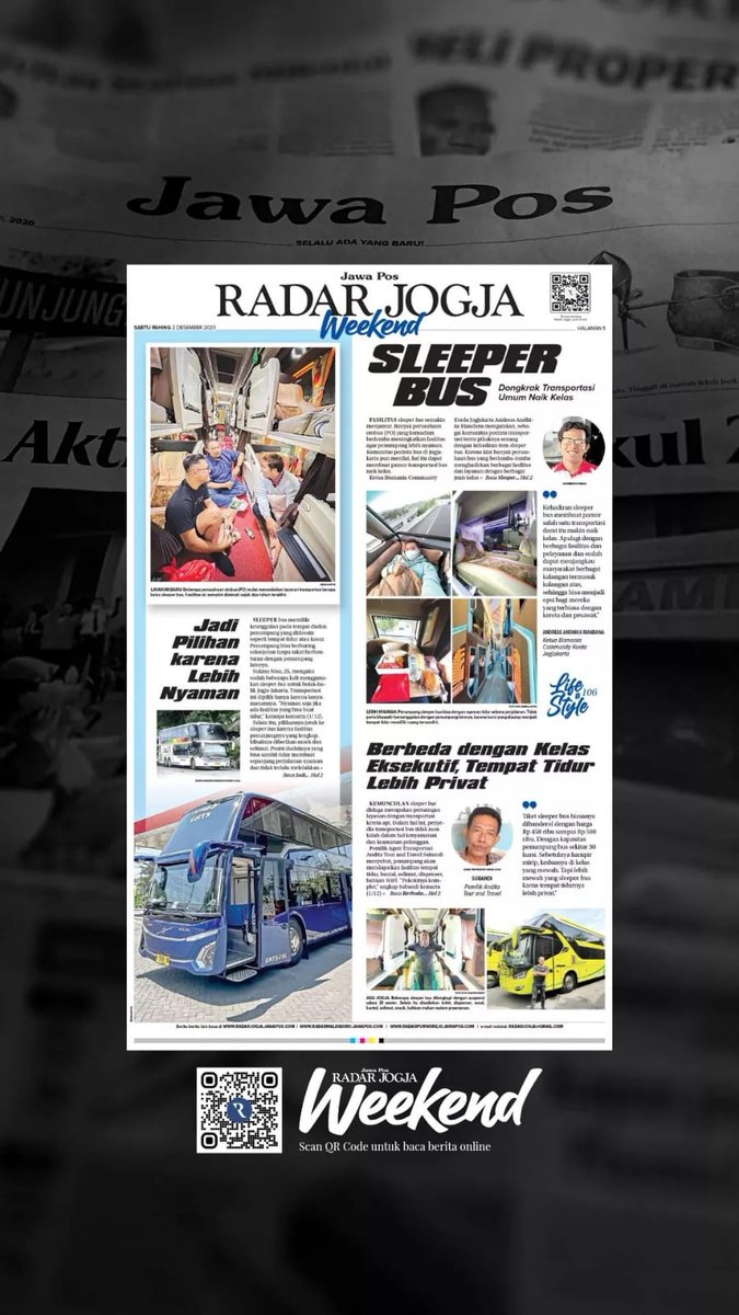 Radar jogja edisi weekend kali ini membahas soal trend sleeper bus 😍

Penasaran dengan pembahasannya? silahkan bisa klik link dibawah ini 👇

radarjogja.jawapos.com/lifestyle/6533…