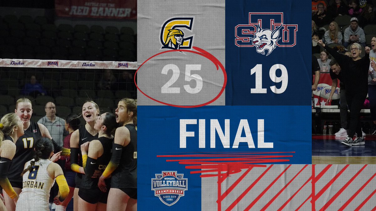 W🏐 The first tie-break set was won by @CorbanAthletics! The Warriors will now face @JimmieAthletics. It's a race to 25! The winner will advance to the #NAIAWVB quarterfinals. #BattleForTheRedBanner #collegevolleyball