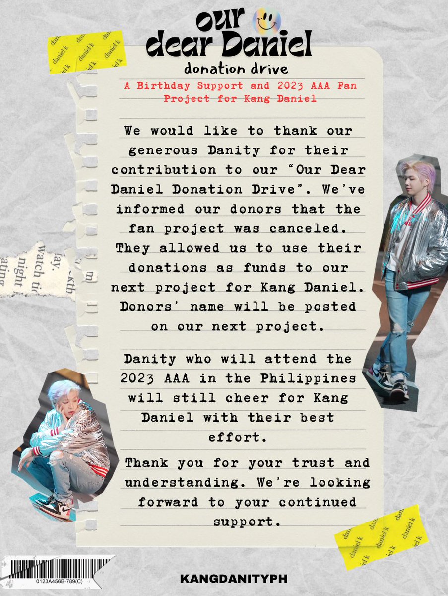 kangdanityph's tweet photo. ๐๐พ๐ป ๐๐ฎ๐ช๐ป ๐๐ช๐ท๐ฒ๐ฎ๐ต
Annyeonghaseyo Danity!
Due to unforeseen circumstances, we would like to inform you that our #OurDearDaniel Proposed Fan Project wonโt be pushing through anymore.
We would like to ask for your understanding, thank you.
Kindly read statement below. https://t.co/HPdOQuNzPj