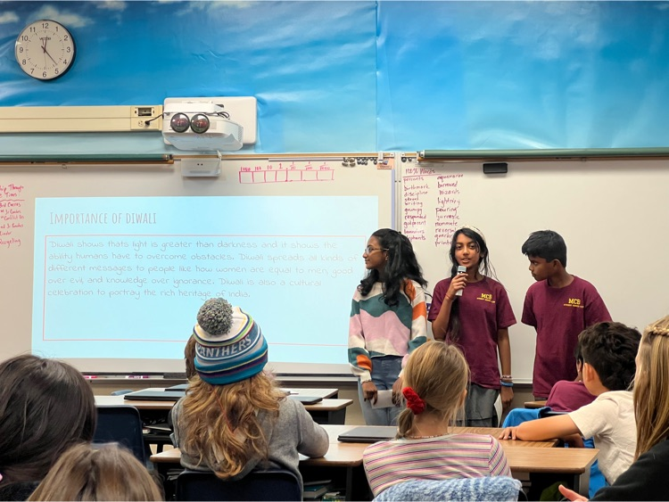 MCBprincipal's tweet photo. Nishna, Arhawa, and Anam presented the celebration of Diwali to multiple classrooms today. They included their favorite part of the celebration. Great job owls!! #WeareBUSD https://t.co/YNGdHJqHbs