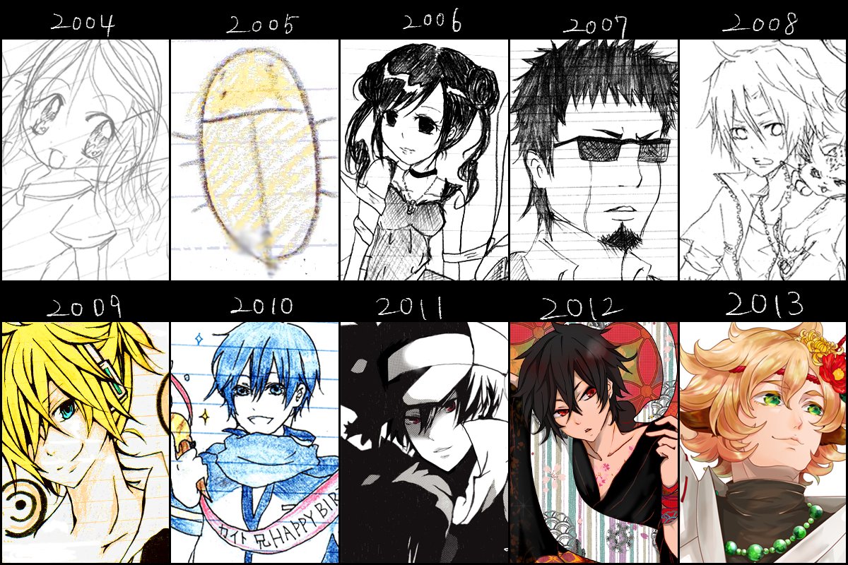 昔にやった絵師10年進化録から今年で10年経ったのでやってみました😇進化して…ると思いたい
