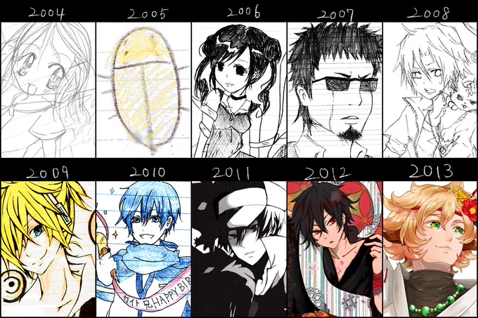 昔にやった絵師10年進化録から今年で10年経ったのでやってみました😇進化して…ると思いたい