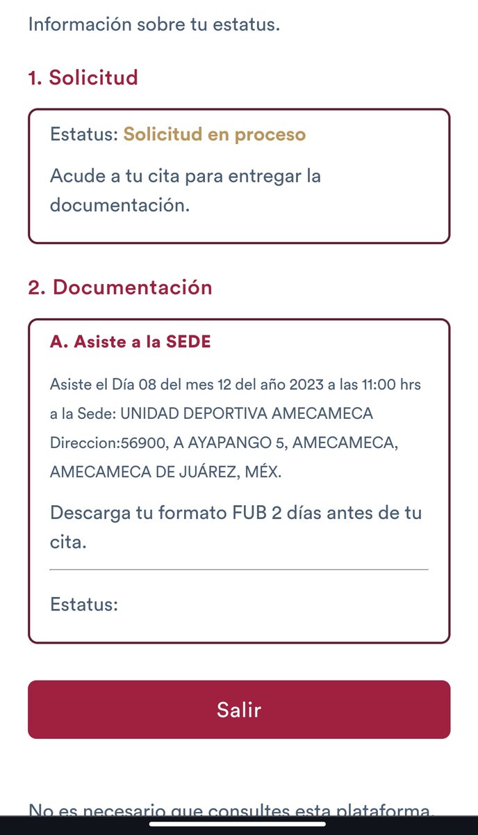 Laurapaezgarc's tweet photo. @Dianacsto Hola buenas noches hay que tener un poquito de paciencia pero al parecer ya les esta dando cita de cuando les toca ir a dejar documentos y el la sede de tu municipio checa a mi igual me aparecía estatus en proceso pero hoy entre de nuevo a la plataforma y ya sale así https://t.co/AkzAUHqRuo