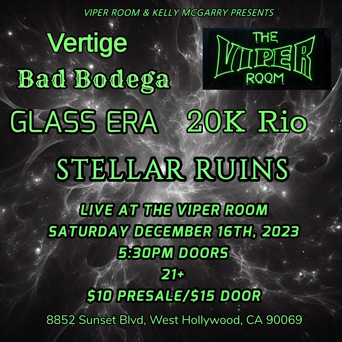 Full lineup announcement for our upcoming show at <a href="/theVIPERroom/">The Viper Room</a> - stoked to be sharing the stage with <a href="/20krio/">20K Rio</a>, Vertige, Bad Bodega and Glass Era. $10 pre-sale tix available now, DM us and we'll set you up!
#livemusic #shoegaze