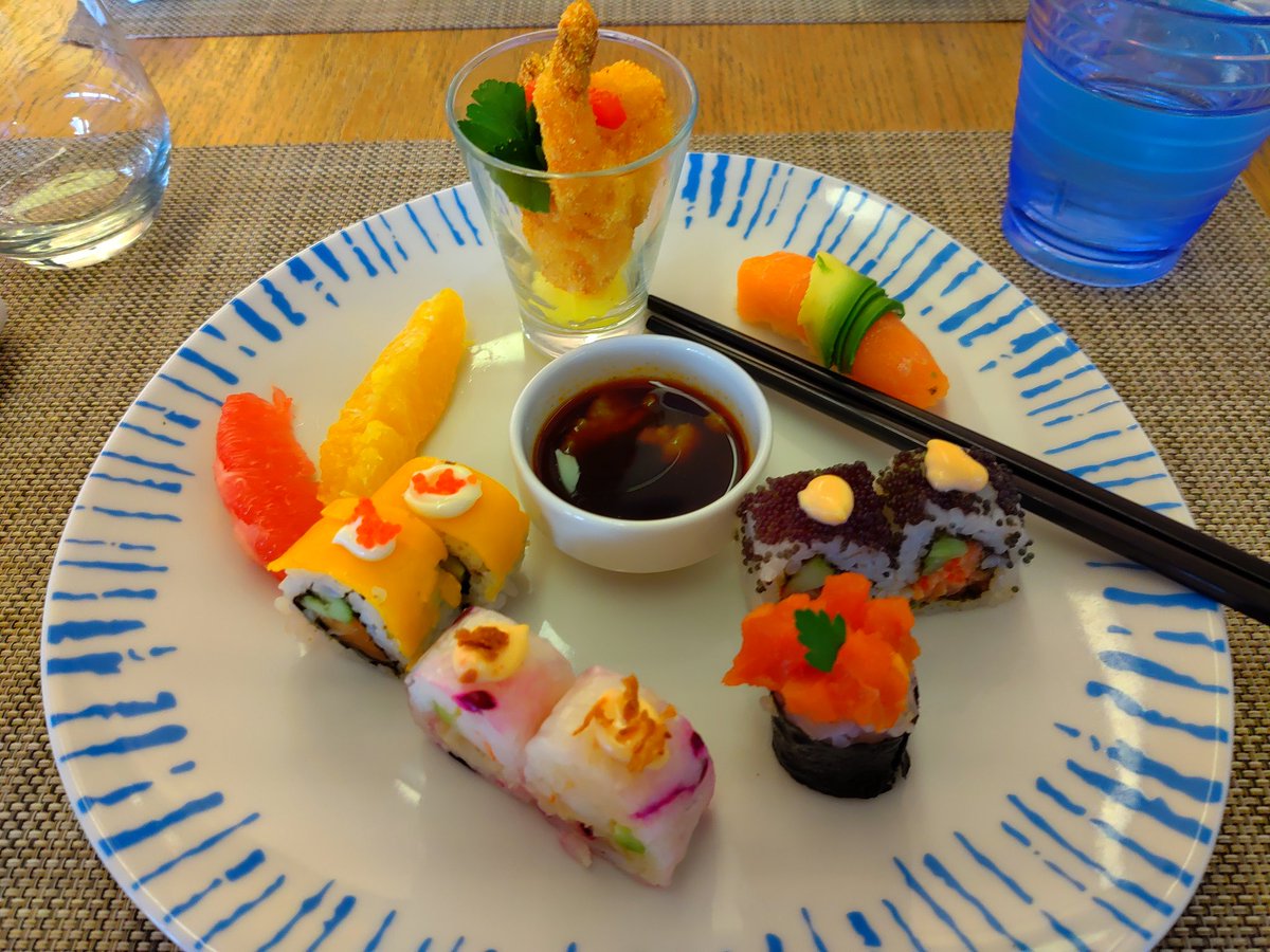 One of the most colorful plates of sushi ever.  Thanks to Viking.