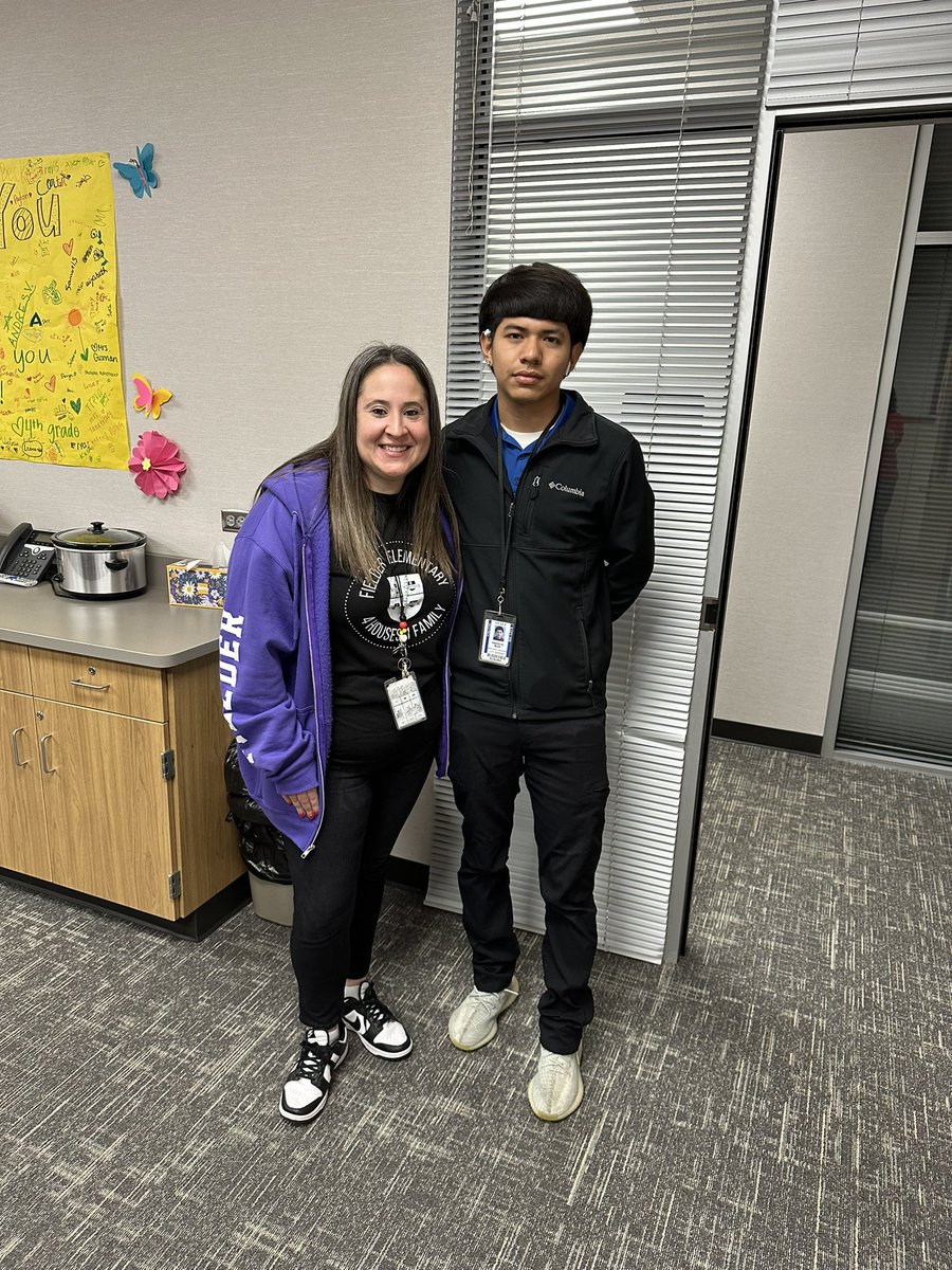 Wow, what an AMAZING day!  Not only did we get to serve the best staff a delicious lunch but I also was blessed to run in to a former Kindergarten student who now works for the district as an electrician!  Love my job! 💜💛 #FielderPrice @KatyISDMandO @katyisd