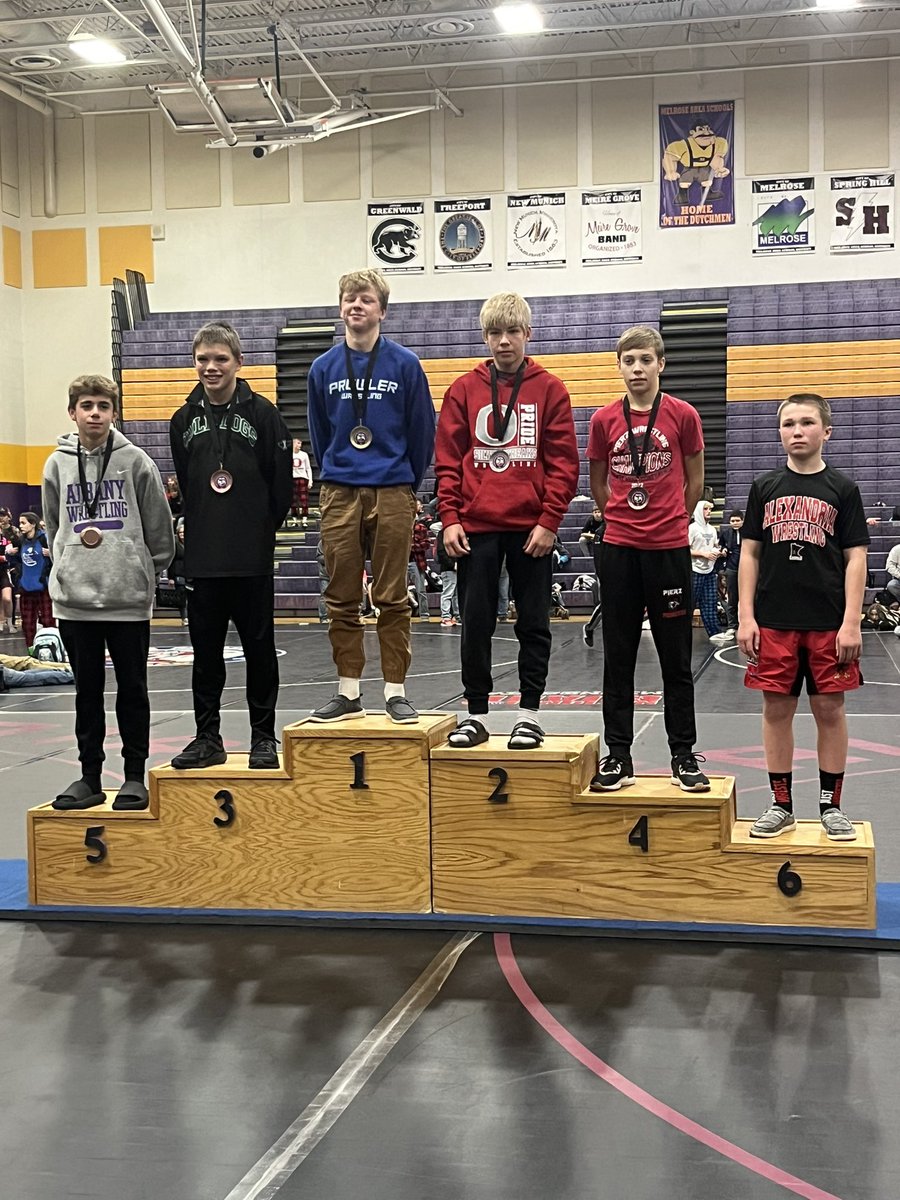 AlbanyHuskies's tweet photo. Congratulations to the Albany Huskies on their first wrestling tournament of the season. Colton Carlson took 5th at 107, Nathan Kollmann took 5th at 127, and Bert Schulte took 6th at 133. https://t.co/fVnyNFetwg