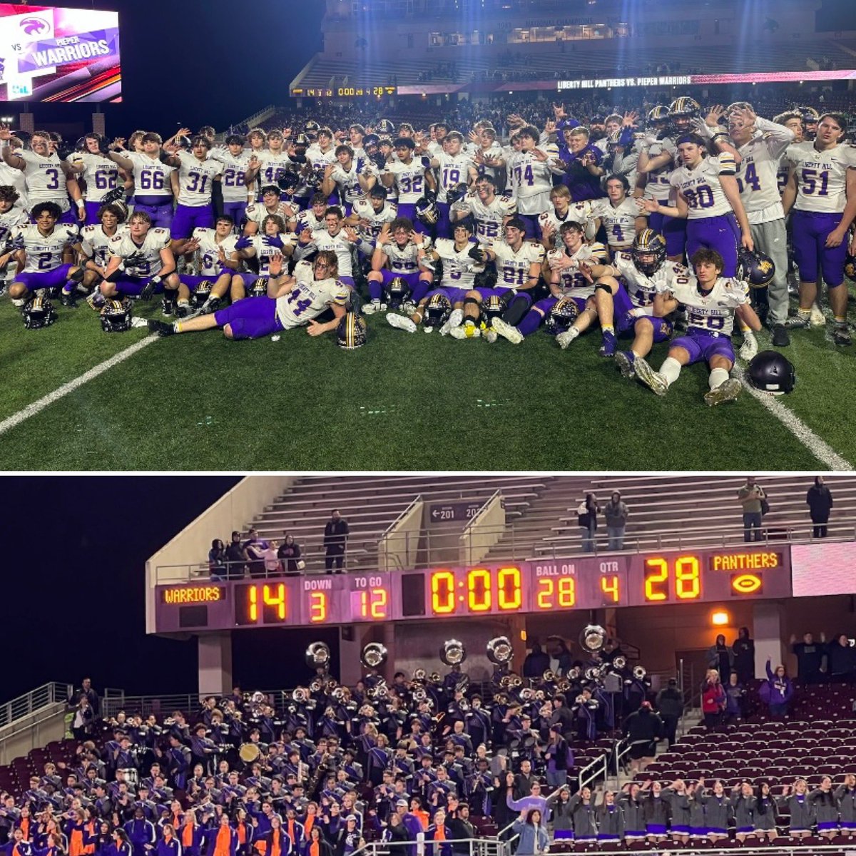 CoachCreek10's tweet photo. Really proud of all of our young men. Flat out competed and played with tons of HEART. Sure was fun watching them boys make plays tonight. Time to “EAT” another week in the Semis!!! @LhPanther @LH_Panthers_FB @libertyhillisd 
#HoldTheRope
#WinTheDay
#NoQuarter 
#LoveToCompete https://t.co/rlqXlxr7tM