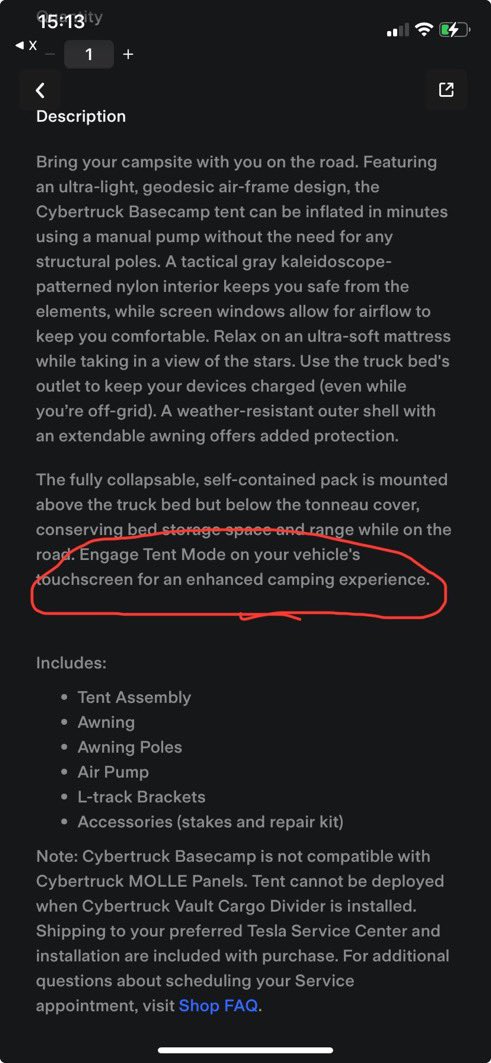 4thefutur's tweet photo. @BeachBumInvstor @SawyerMerritt Ok maybe you can answer this too. I know there’s no pass through with the back window but what do you think tent mode enables? https://t.co/Gv5427jE01