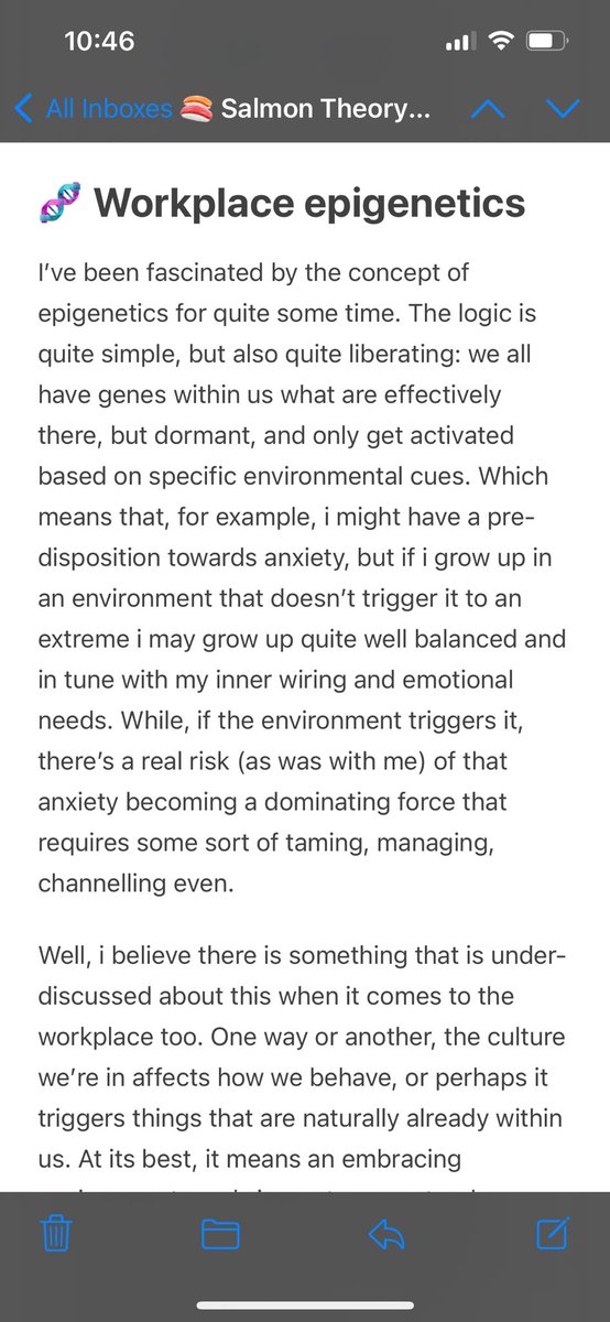Phaedria's tweet photo. Absolutely brilliant Salmon theory this week by @robistyping - on workplace epigenetics and toxic cultures https://t.co/jkjxlOFpuD