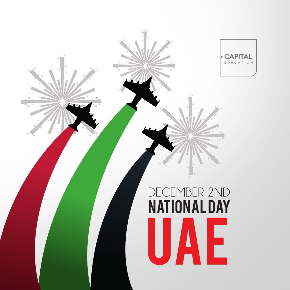 capitaldxb's tweet photo. Wishing the nation and its incredible people a day filled with pride, joy, and unity. Happy 52nd UAE National Day! 🇦🇪✨

#UAENationalDay52 #SpiritOfTheUnion #CelebratingUnity #UAE52 #EmiratesPride #NationalDayCelebration #capital #capitaldxb #capitaleducation #mydubai #dubai #uk https://t.co/mrGig3Yg2k