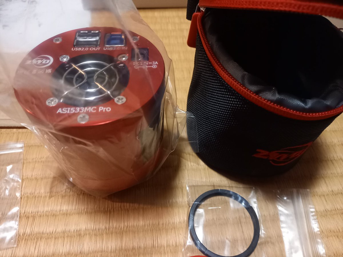 ascension2012's tweet photo. 昨日、ようやく冷却CMOSカメラのZWO  ASI533MC Pro届きました。曇り空が続くのでいつ開始できるか分からない。 https://t.co/xVYwxagEAR