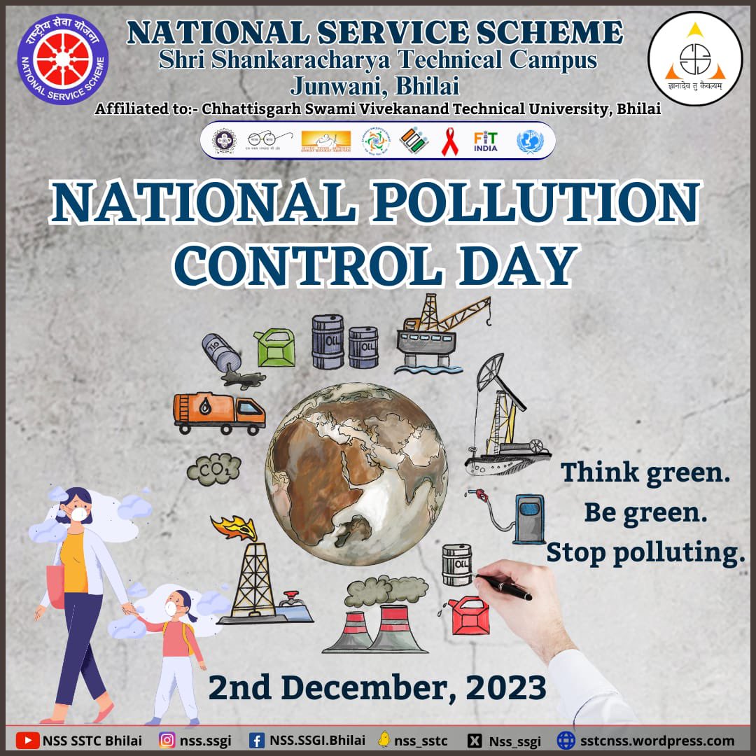Nss_ssgi's tweet photo. Jai Hind 🇮🇳
#NationalPollutionControl Day is observed annually on 2nd December to raise awareness about the importance of controlling and reducing #pollution to protect the #environment and human health.
@_NSSIndia
@YASMinistry
@NSSRDBhopal
@NssChhattisgarh
@nsscsvtuCG https://t.co/qPULDAWMTz