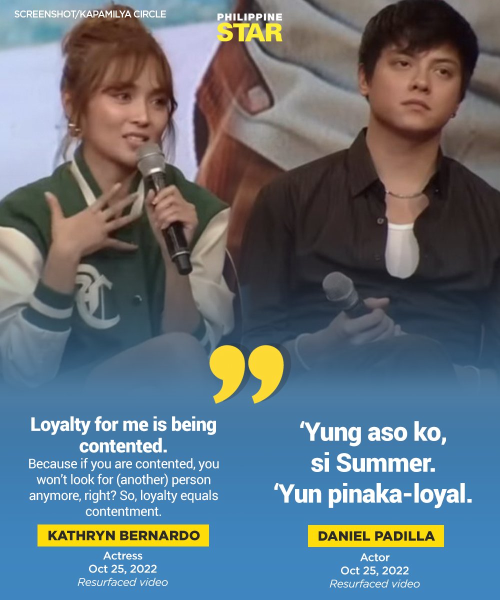PhilippineStar's tweet photo. Previous interviews of then couple Kathryn Bernardo and Daniel Padilla have resurfaced now that they confirmed the end of their 11-year romance. https://t.co/pL4JRiEtC7 | via @latest_chika https://t.co/WGJOJnNi1A