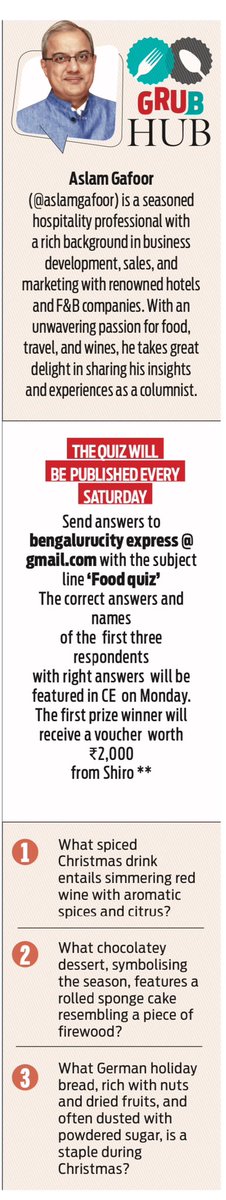 Take the food quiz by @AslamGafoor and mail in your answers to bengalurucityexpress@gmail.com to hold a chance to win prizes @vidyaiyengarblr @tniefeatures @santwana99 @Cloudnirad