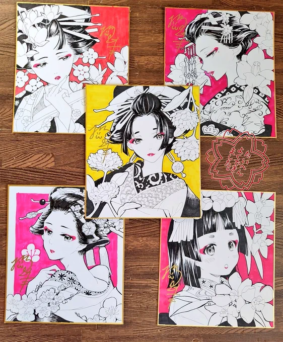 そして持って行く色紙たち!
どうぞ身請けしておくんなんし〜✿
#COMITIA146  #コミティア146 