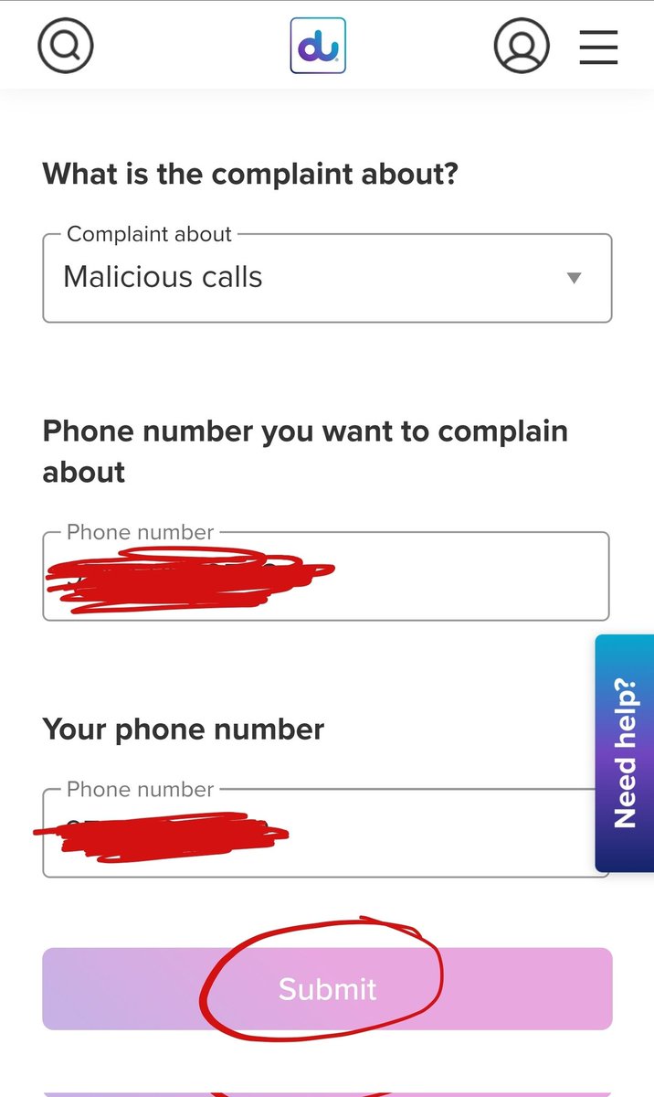 Ambarishrh's tweet photo. @dutweets please check the spam call reporting portal.  Unable to click submit after adding the details. https://t.co/8W9PTp6l8q