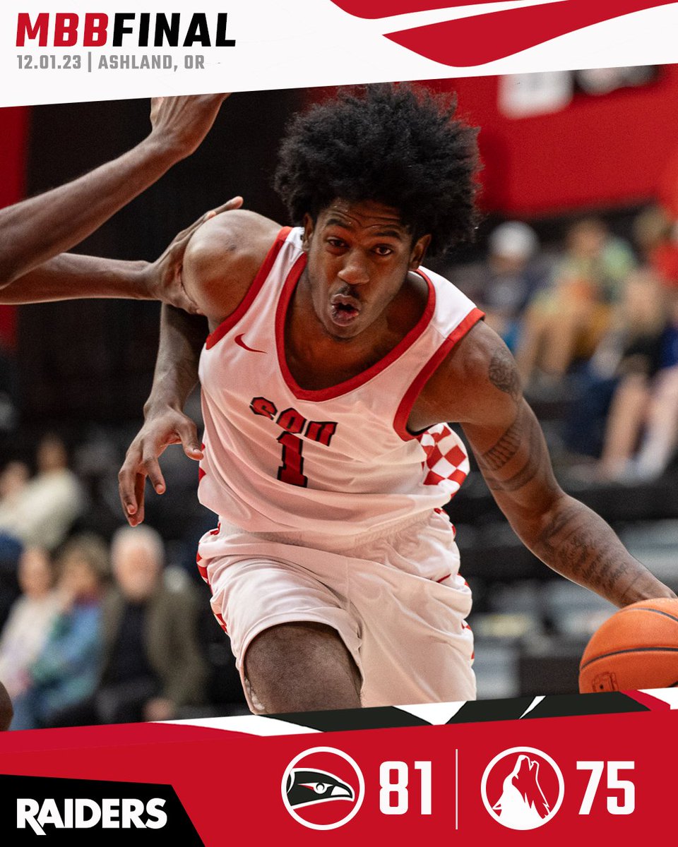 Southern Oregon Raiders (@souraiders) on Twitter photo 🚨 UPSET ALERT 🚨
<a href="/SOURaidersMBB/">SOU Men’s Basketball</a> knocks off a top-2 team for the 1st time in 10 years and ends College of Idaho's CCC winning streak at 30 games!
🔴 Khalil Chatman | 19 pts, 10 reb
⚪️ Dominic McGarvey | 17 pts, 4 reb
⚫️ Teron Bradford | 12 pts, 5 ast, 5 reb 🚨 UPSET ALERT 🚨
<a href="/SOURaidersMBB/">SOU Men’s Basketball</a> knocks off a top-2 team for the 1st time in 10 years and ends College of Idaho's CCC winning streak at 30 games!
🔴 Khalil Chatman | 19 pts, 10 reb
⚪️ Dominic McGarvey | 17 pts, 4 reb
⚫️ Teron Bradford | 12 pts, 5 ast, 5 reb