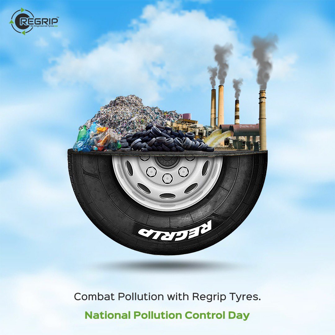 Pledging for a cleaner horizon this National Pollution Control Day. Our commitment to eco-friendly tyres are steering us towards a greener journey. 🌎♻️
Let's drive change together! 🌱🚛 
#NationalPollutionControlDay #Regrip #Tyres #RegripTyres #PollutionControl #GreenRevolution
