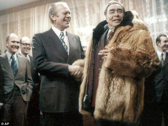 Soviet leaders with big coats