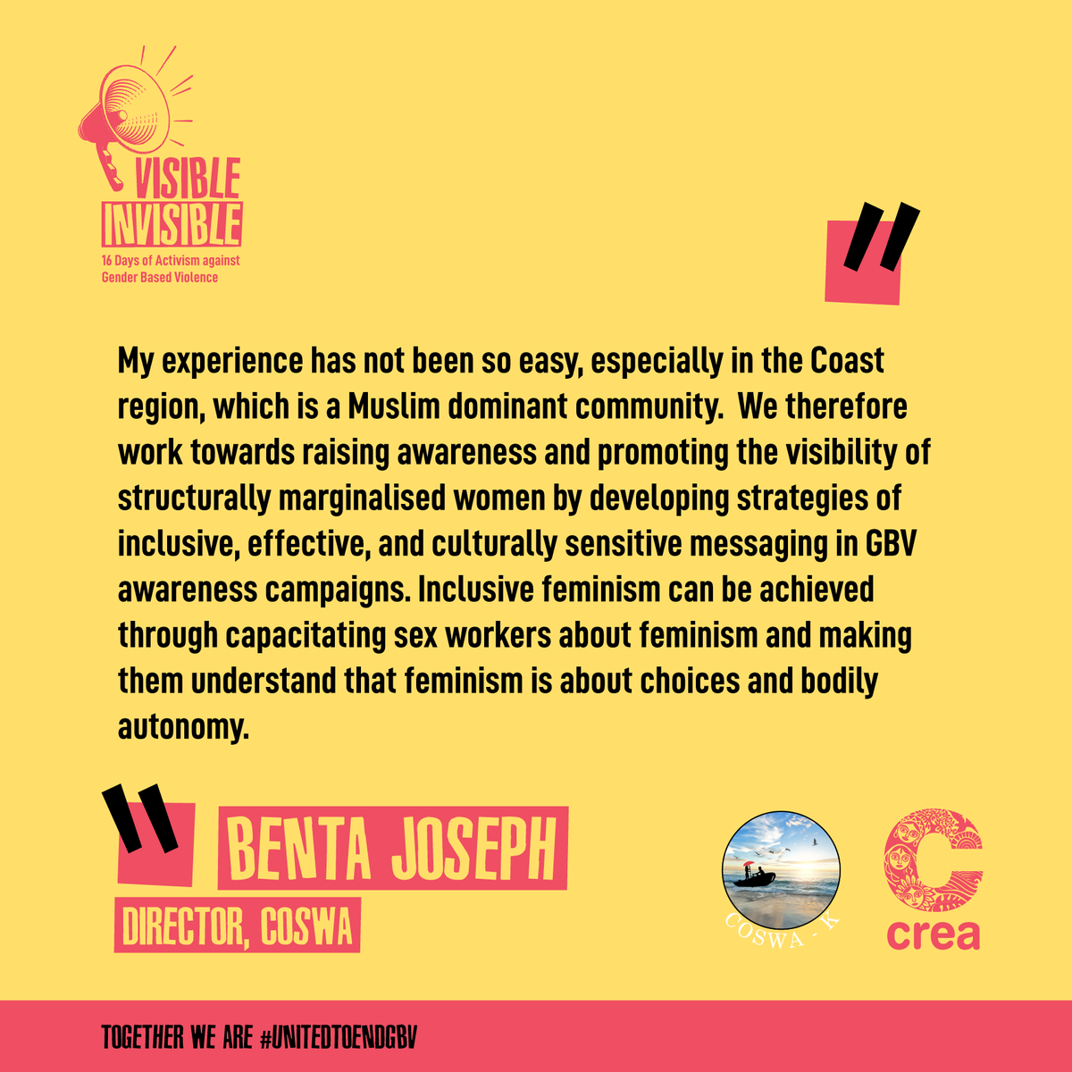 ThinkCREA's tweet photo. Benta Joseph, Director of @coswa_kenya , sharing her powerful journey amid challenges, especially in the Muslim-dominant Coast region. In the spirit of #VisibleInvisible during the #16DaysOfActivism , Benta emphasizes the need for inclusive feminism. https://t.co/0u6SAtibXm