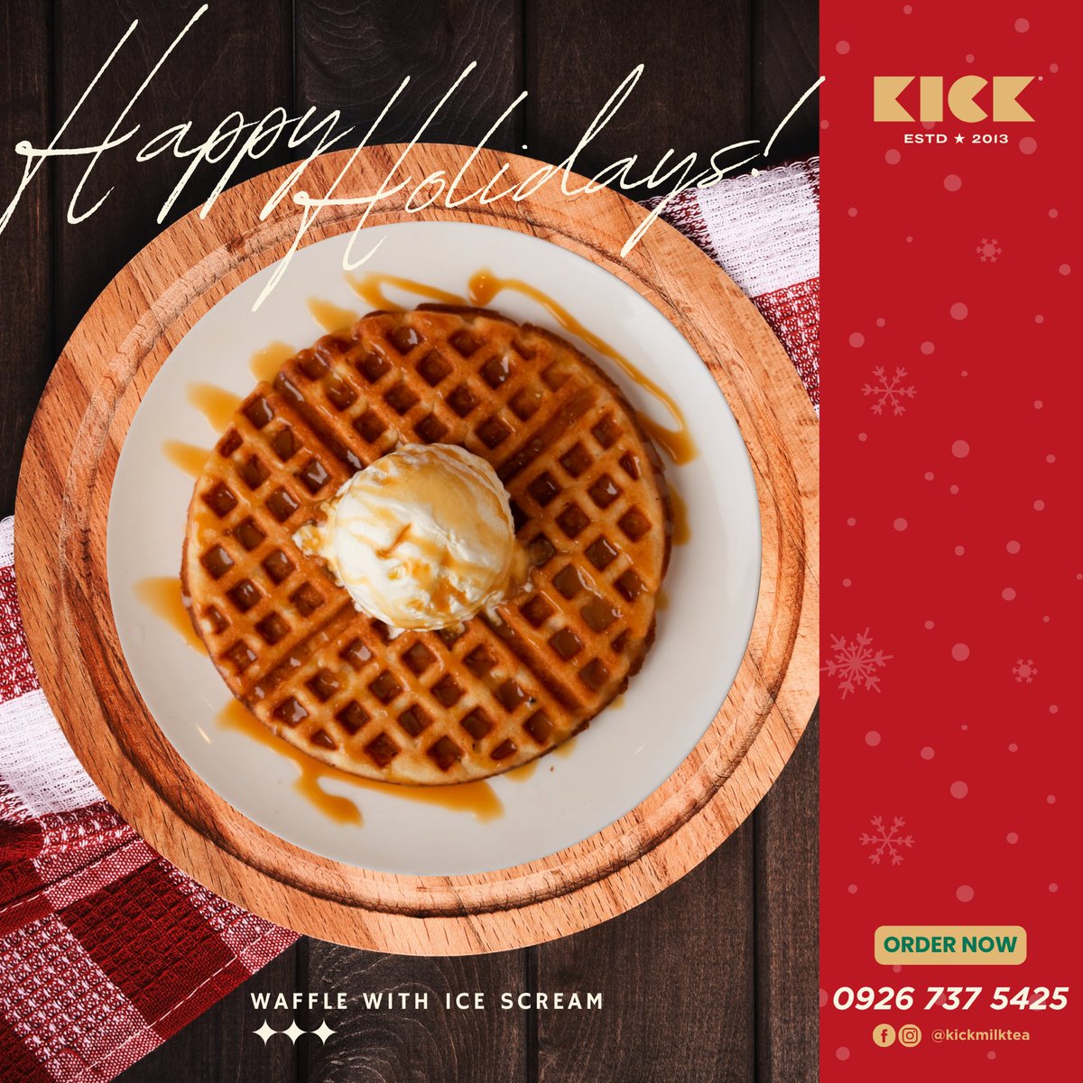 KICKcoffeetea's tweet photo. Very few things in life pair together better than waffles and ice cream 🧇🍨 #DoWhatYouLove #kickmilktea #madewithlove https://t.co/33X4Gac2eh