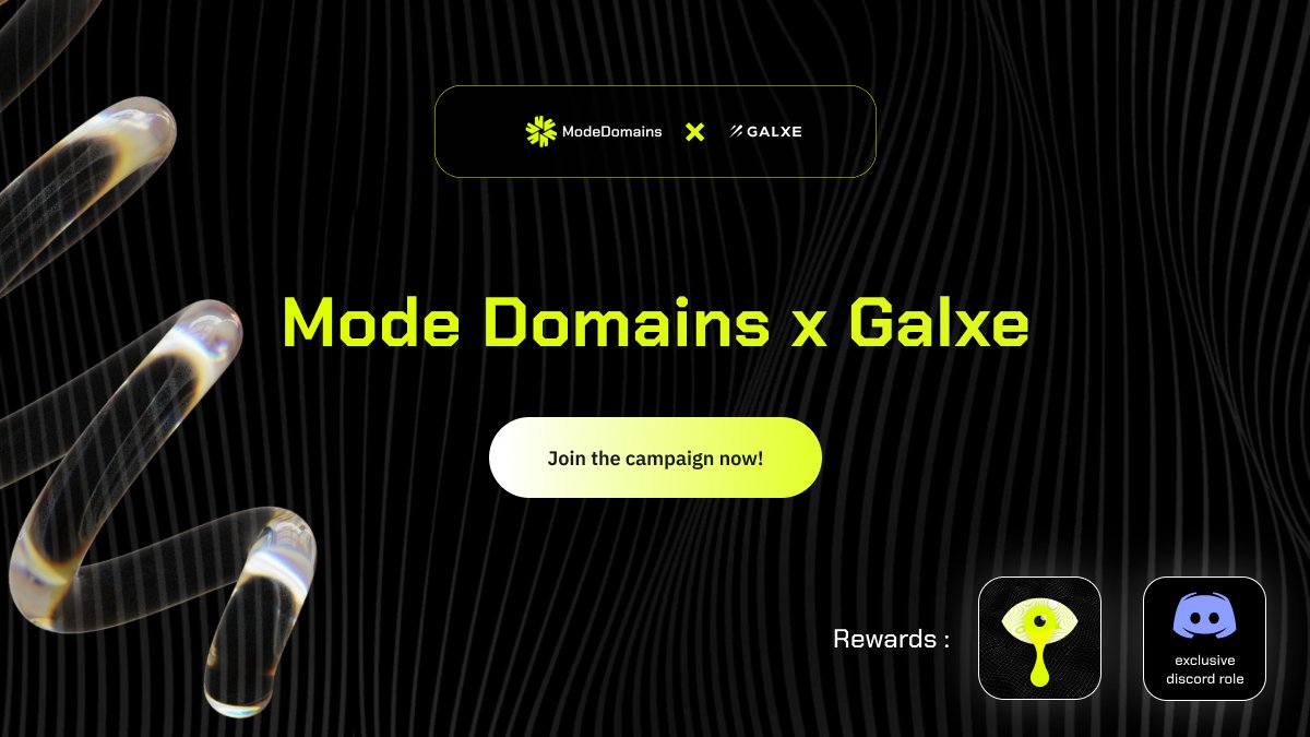 Mode_Domains's tweet photo. Haven't participated in the Mode Domains Galxe Campaign yet?πβ¨
Don't worry, there's still time!β³
Participate now and unlock limited edition NFTs and exclusive Discord roles!π
Join the campaign now β your rewards await!π
#ModeDomains #Mode #Galxe #Galxecampaign #NFTs https://t.co/0WI7hJxKhW