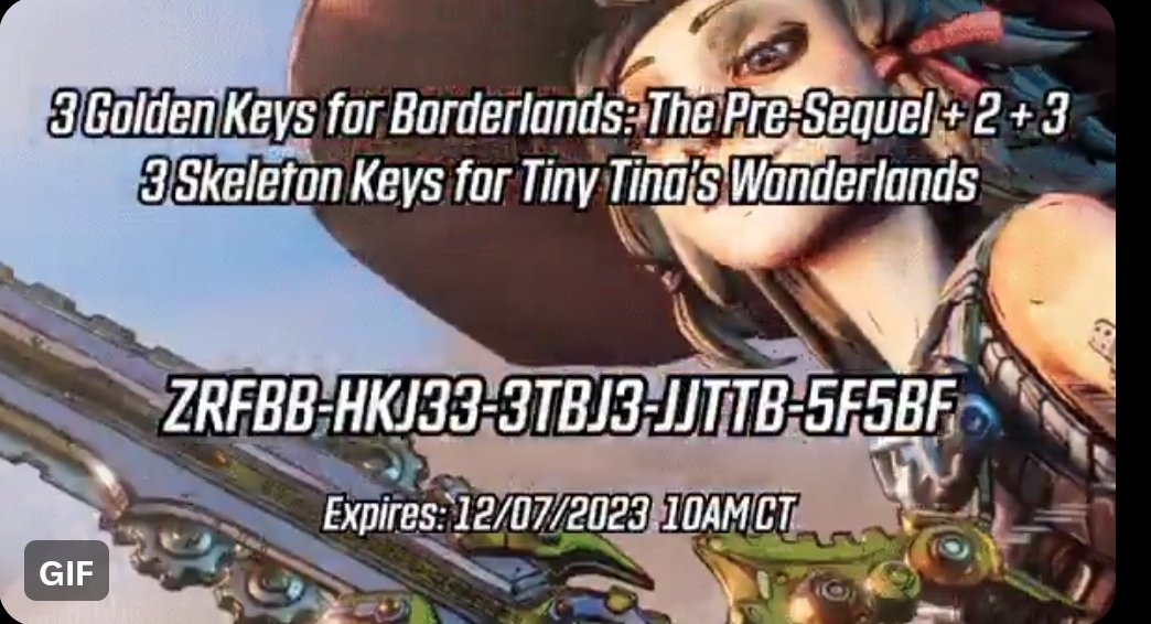 Here’s a SHiFT code for free Golden Keys and Skeleton Keys for Borderlands 2, TPS, 3, and Wonderlands: ZRFBB-HKJ33-3TBJ3-JJTTB-5F5BF Redeem in game or at shift.gearbox.com. Expires 12/7. Good luck and happy looting! #boarderlands #TinyTinasWonderlands #gaming