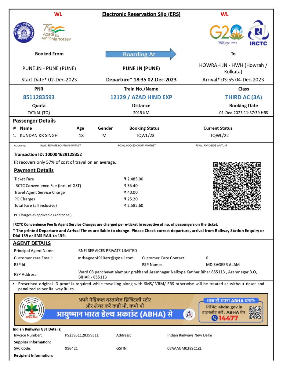 KundanAlexzed's tweet photo. @RailwaySeva 
@railway https://t.co/3csqQb4jSE