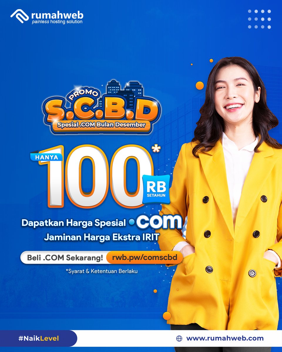 rumahwebtweet's tweet photo. Masa iya harga .COM semurah itu?
Ya iyalah bisa!😁
Khusus untuk Warga RW bisa dapetin domain .COM cuma 100 ribuan aja loh! Yuk buruan diorder, jangan sampai kehabisan: https://t.co/N9V4loBaqJ
#NaikLevel #Rumahweb #DomainCOM #PromoDomain #DomainMurah #domaingratis #domainsale #domain #hosting #hostingmurah